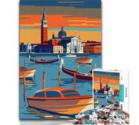 Venice Gondola Sunset Puzzles for Teenagers Teens 1000pc Puzzle,Learning Educational Toy for Is Ideal As A Gift for The Whole Family 38x26cm