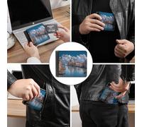 Venice Gran Canal Basilica Santa Maria Italy Bifold Wallet Leather Pocket Wallet Slim Purse for Bussiness Travel