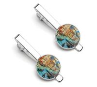 Venice Grand Canal Silver Tie Clip Suit Accessories for Men Necktie Bar Set Pin Business Wedding