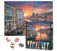 Venice Grand Canal Sunset Puzzle for Adults 1000 Piece Landscape Jigsaw | size 50x70cm, dust-free, durable cardboard, smooth snap-fit pieces, family night games, back letters hints A-H sections
