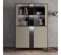 venice high gloss display cabinet 2 doors in champagne and led