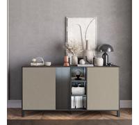 venice high gloss sideboard with 2 doors in champagne and led