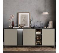 venice high gloss sideboard with 3 doors in champagne and led