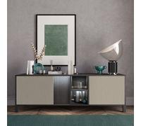 venice high gloss tv sideboard with 2 doors in champagne and led