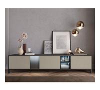 venice high gloss tv sideboard with 3 doors in champagne and led