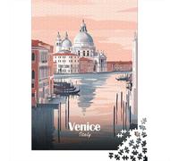 Venice, Italy Cityscape Illustration 1000 Piece Jigsaw Puzzle, Contemporary City Horizon, Relaxing Challenge, Premium Paper Puzzle, for Puzzle Lovers, 70x50cm/1000pcs