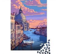 Venice, Italy Cityscape Illustration 1000 Piece Jigsaw Puzzle, Modern City Skyline, Matte Printed Jigsaw for Adults, Family Night Game, Decorative Artwork, 52x38cm/1000pcs