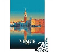Venice, Italy Cityscape Illustration 1000 Piece Jigsaw Puzzle, Modern City Skyline, Matte Printed Jigsaw for Adults, Family Night Game, Decorative Artwork, 52x38cm/1000pcs