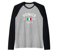 Venice Italy Est. 421 AD Italian Flag Souvenir Raglan Baseball Tee