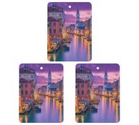 Venice Italy Night Car Air Freshener 3-pack Aromatherapy Tablets Hanging Scented Cards for Rooms Bathrooms Wardrobe Square