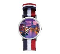 Venice Italy Night Wrist Watches Nylon Braided Strap Non-Scale Work Casual Watch