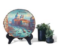 Venice Italy Souvenir - Gondola-Inspired Wood Slice Plaque Ideal for Romantic Travelers & Italian Art Lovers