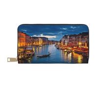 Venice Night Long Faux Leather Clutch Chic Stylish Women's Wallets for Modern Women Large Capacity Card Holder and Organizer Pockets Durable Purse Handbag for Everyday Travel