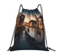 Venice Night Men Women Drawstring Backpack Waterproof Swimming Bags Large String Backpack For Yoga Climbing Football