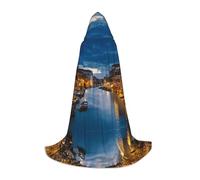 (Venice Night) Print Hooded Cape For Teenagers Costume Party, Halloween Hooded Cape Soft and Elastic,L