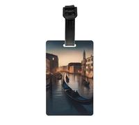 Venice Night Print Waterproof Luggage Tags for Air Travel Daily Use Vacation Suitcases Labels Set