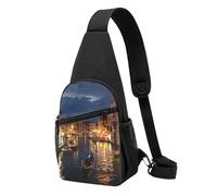 Venice Night Printed Chest Bag Sling Bag for Men Women, Outdoor Crossbody Fanny Packs Hiking Chest Packs Sport Daypacks