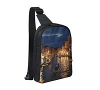 Venice Night Printed Chest Bag Sling Bag for Men Women, Waterproof Crossbody Backpack Men Bag for Runner Workout Hiking Cycling Travel