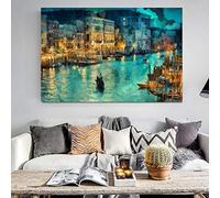 Venice Night View Famous Painting for Salon Cuadros Wall Decoration for Artwork Living Room Home Decor Wall Art 70x90cm Frameless