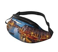Venice Night Waist Bag Bumbags for Men Women, Print Polyester Waist Pack for Travel Walking Sport with Adjustable Strap