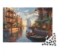 Venice of The North Jigsaw Puzzles. 1000pcs (75x50cm) Dinghy Whimsical Challenge Toy for Educational Games Gifts