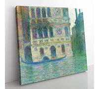 Venice, Palazzo Dario by Claude Monet Classic Painting Canvas Wall Art Print Ready to Hang, Framed Picture for Living Room Bedroom Home Office Décor, 50x50 cm (20x20 Inch)