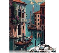 Venice Pixel Art Jigsaw Puzzles Puzzles for Adults Kids. 1000 Piece Whimsical Challenge Toy Educational Games Home Decoration for Educational Games Gifts 1000pcs (38x26cm)
