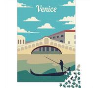 Venice Skyline 1000 Piece Jigsaw Puzzle, Downtown Architecture at Night, Matte Printed Jigsaw for Puzzle Lovers, Relaxing Challenge, 52x38cm/1000pcs