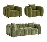 Venice Sofa Set - Green Fabric - 3+1+1 Seater