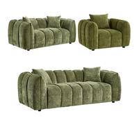 Venice Sofa Set - Green Fabric - 3+2+1 Seater