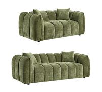 Venice Sofa Set - Green Fabric - 3+2 Seater