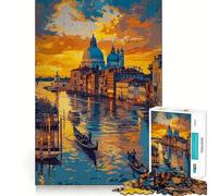 Venice Sunset Canal Adults 1000 Piece Jigsaw Puzzle Memory Fun Game Clean Cut Sturdy Components Unique Gift for Stress Relief (50x75cm)