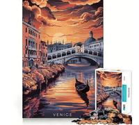 Venice Sunset Gondola 1000-piece Puzzle for Teenagers Mind Skill Fun Uniform Size Precise Pieces Relaxing Indoor Group Activity (50x75cm)