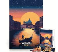 Venice Sunset Gondola 1000 Pieces Puzzles for Adults Cognitive Memory Easy Relaxation Crisp Edges Unique Gift (50x75cm)