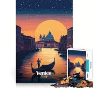 Venice Sunset Gondola Adult Jigsaw Puzzles1000 Pieces Brain Game Gift High Precision Die Cut Relaxing Indoor Group Activity (38x26cm)