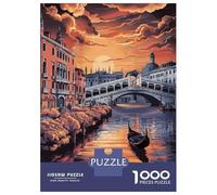 Venice Sunset Gondola Jigsaw Puzzle 1000 Pieces, Historic Square Architecture, 1000 Pieces for Adults, Birthday Gift for Adults, Screen-Free Fun, 52x38cm/1000pcs