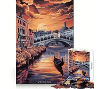 Venice Sunset Gondola Jigsaw Puzzles 1000 Pieces for Teenagers Cognitive Skill Stress Free Fun Exact Cut (38x52cm)