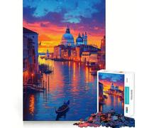 Venice Sunset Gondola Jigsaws for Adults1000 Pieces Brain Memory Game Fine Cut Premium Finishing Engaging Way to Pass Free Hours (38x52cm)
