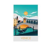 Venice Travel Featuring Gondola And Bridge Canvas Poster Bedroom Decor Landscape Office Room Decor Gift 12x18inch(30x45cm)