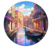 Venice Water City 1000 Pieces Circular Jigsaw Creative Seeking A Challenging And Relaxing Activity Games for Adults And Kids 1000pcs (67.5x67.5cm)