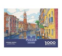 Venice Water City 1000 Pieces Premium Jigsaw for Adults Gifts Quirky, Abstract Design, Home Decoration, Educational, Challenging Puzzle Games 52x38cm/1000pcs