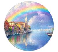 Venice Water City 1000 Pieces Round Jigsaw Puzzles What Happens Next Educational Games for Adults And Kids 1000pcs (67.5x67.5cm)