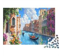 Venice Water City Jigsaw Puzzles Puzzles for Adults Kids. 1000 Pieces Canal Great Gifts Challenge Toy Educational Game Home Decoration for Adults& Kids Age 14 Years Up 1000pcs (75x50cm)
