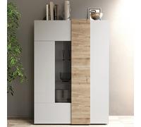 venice white high gloss display cabinet 2 doors in cadiz oak