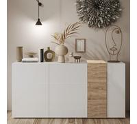 venice white high gloss sideboard 3 doors in cadiz oak