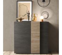 venice wooden highboard 2 doors in titan and cadiz oak