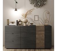 venice wooden sideboard 2 doors 3 drawers in titan and mercure