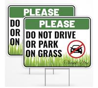 Venicor 2PC Do Not Drive Or Park on Grass Sign with Metal Stakes, 12"x9" - Corrugated Plastic - Outdoor No Parking On Lawn Yard Sign