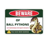 Venicor Ball Python Sign - 8 x 12 Inches - Aluminum - Beware of Ball Python Snake Tank Decor Accessories Hide Gifts Stuff