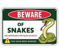 Venicor Beware of Snakes Sign - 8 x 12 Inches - Aluminum - Gift for Ball Python Snake Lovers - Snake Cage Accessories Decor - Ball Python Tank Aquarium Hides Cave Habitat Enclosure Decorations Poster